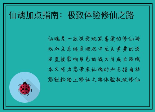 仙魂加点指南：极致体验修仙之路